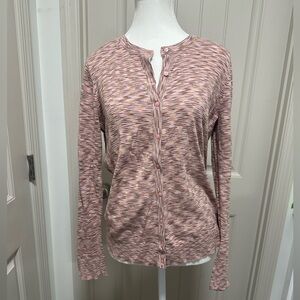 LOFT Pink and Cream Button-Down Shirt